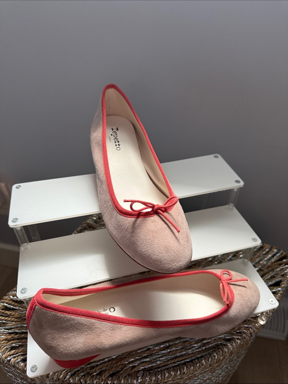 Repetto Paris Tan & Peach Suede Wedge Ballet Flats size 39.5 or US 9.5